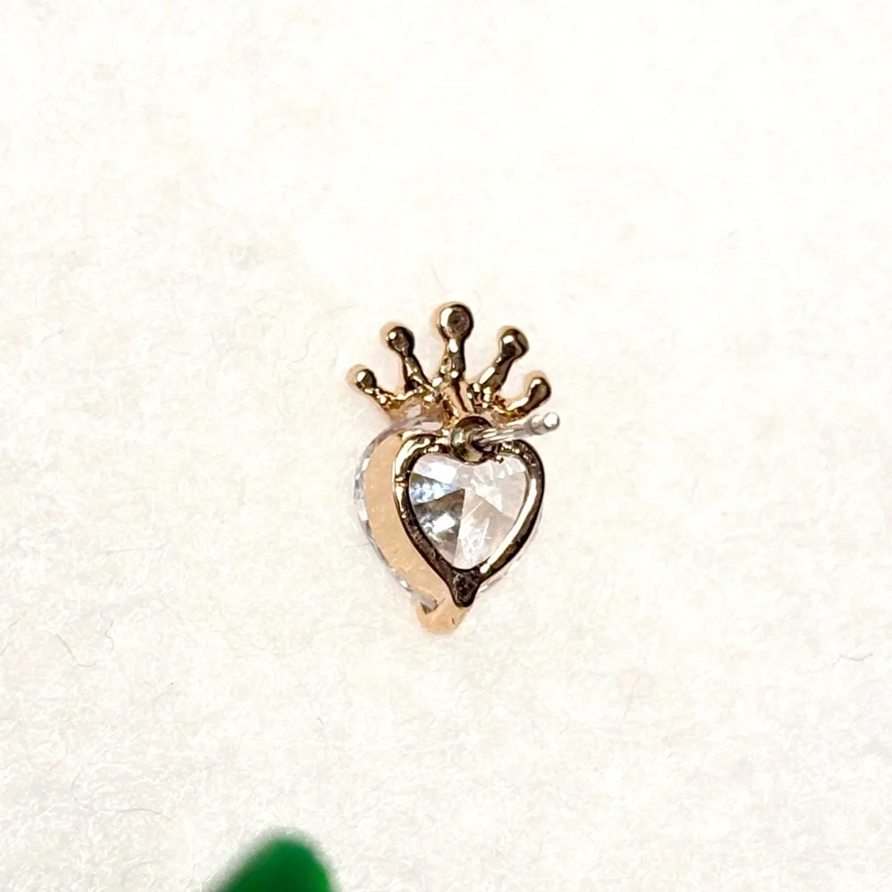 Gold Crown Heart Earrings